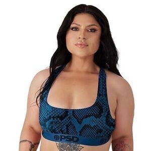 PSD Modal Cotton Blue Snake-Print Sports Bralette Size XXL